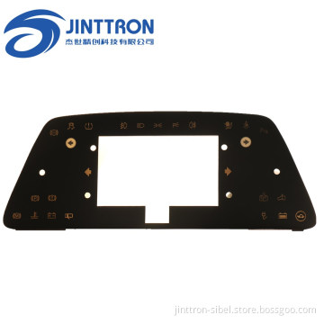 Led window hidden membrane overlay with transparent smoky effect window